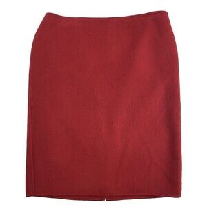 Talbots Red Wool Pencil Skirt Back Zip Slit Unlined Womens 12